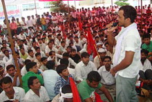 Maruti Suzuki workers continue protest at the gate demanding resinstatement of terminated and suspended workers, withdrawal of charge-sheets against workers and recognition of their trade union rights.